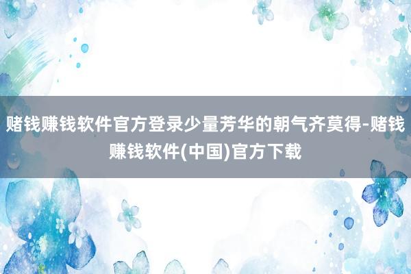 赌钱赚钱软件官方登录少量芳华的朝气齐莫得-赌钱赚钱软件(中国)官方下载